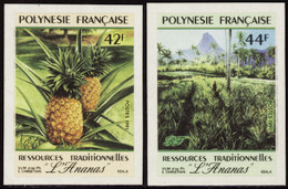 Polynésie Non Dentelés N°374 /375 Ananas (2 Valeurs) Qualité:** - Geschnittene, Druckproben Und Abarten