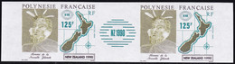 Polynésie Non Dentelés N°363 A 125f Nouvelle-Zélande 1990 Paire Avec Vignette Qualité:** - Sin Dentar, Pruebas De Impresión Y Variedades