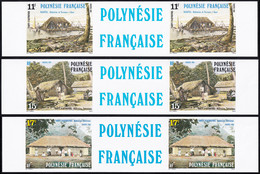 Polynésie Non Dentelés N°299 A/301A Tahiti D'autrefois III 3 Paires Avec Vignettes Centrales Qualité:** - Sin Dentar, Pruebas De Impresión Y Variedades