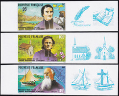 Polynésie Non Dentelés N°292 /294 Grands Missionnaires Catholiques (3 Valeurs) Qualité:** - Imperforates, Proofs & Errors