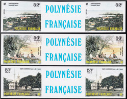 Polynésie Non Dentelés N°256 A/258A Les 3 Paires Avec Vignette Qualité:** - Sin Dentar, Pruebas De Impresión Y Variedades