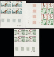 Polynésie Non Dentelés N°86 /88 Coupe Du Monde De Ski Nautique 3 Blocs De 4 Coins Datés Non Dentelés Qualité:** - Imperforates, Proofs & Errors