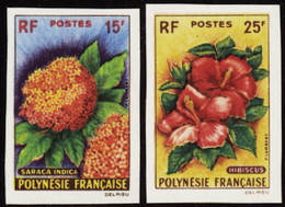 Polynésie Non Dentelés N°15 /16 Fleurs (2 Valeurs) Qualité:** - Ongetande, Proeven & Plaatfouten