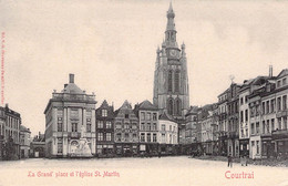 CPA - BELGIQUE - COURTRAI - KORTRIJK - La Grande Place Et L'église St Martin - Dos Non Divisé - Kortrijk