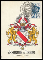 1950 12F+3F Yv 863 CARTE POSTAL JOURNEE DU TIMBRE CACHET COMMEMORATIF FACTEUR RURAL - 1941-66 Wappen