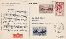 29697# CARTE POSTALE BOUGAINVILLE DANSEUSES IMPRIME PLASMARINE Obl PEPEETE ILE TAHITI 1954 MEFIACH PYRENEES ORIENTALES - Cartas & Documentos