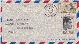 29698# LETTRE PAR AVION Obl PAPEETE TAHITI 1953 Pour PARIS - Lettres & Documents