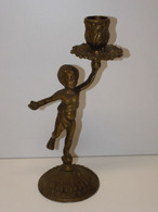 *JOLI BOUGEOIR BRONZE ANGELOT PUTTI XXe COLLECTION DECO BOUGIE VITRINE  E - Candelabri E Candelieri