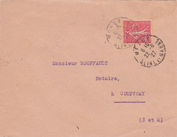 RARE PERFORATION D'un AVOCAT " HV " MAITRE DE VRAINVILLE - DE LA MENARDIERE MEAUX Lettre > Coupvray Semeuse 199 - Covers & Documents