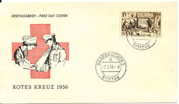Saar FDC 7-5-1956 Red CROSS With Cachet - FDC