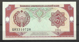 BILLETE DE UZBEKISTAN DE 3 SUM DE 1994 SIN CIRCULAR - Ouzbékistan