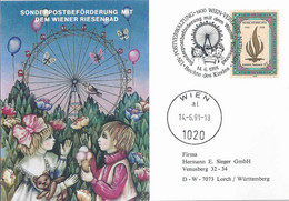 Sonderkarte  "Sonderpostbeförderung Mit Dem Wiener Riesenrad"   Wien          1991 - Storia Postale