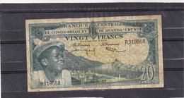 Congo Kongo  20fr 1957 - Zonder Classificatie