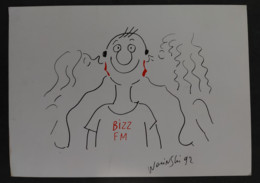 Carton Invitation (15 X 21) Bizz FM (lancement De La Radio) Illustration : Wolinski - Wolinski