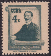 1957-463 CUBA REPUBLICA 1957 LM RAFAEL MANDULEY DEL RIO INDEPENDENCE WAR LIGERAS MANCHAS. - Ungebraucht