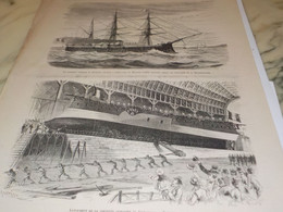 GRAVURE LANCEMENT DU CUIRASSEE LAVICTORIEUSE A TOULON 1875 - Bateaux