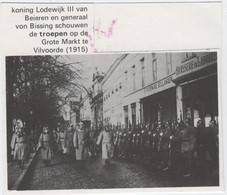 Vilvoorde - Krantenknipsel Over Troepenschouw Op De Grote Markt In 1915 (op Kaartje Gekleefd) - Vilvoorde