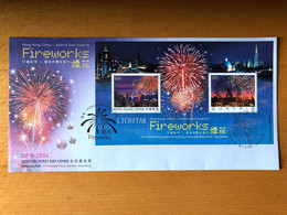 Hong Kong  & Austria  2006 Firework Swarovski Crystal Stamp S/S FDC 2 Different Postmark - FDC