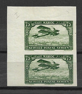 MAROC Poste Aérienne  N°5b - Type I - Non Dentelé - Paire Verticale - CdF - Neuf**  - SUP - (cote+ De 100€) - Luftpost