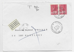 FRANCE BEQUET 80C PAIRE LETTRE 68 ISSENHEIM 23.6.1975 HAUT RHIN POUR SUISSE + ETIQUETTE ADRESSE INSIFFUSANTE - 1971-1976 Marianne Van Béquet