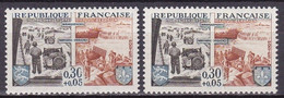 FR7365- FRANCE – 1964 – LIBERATION 20th ANN. - VARIETIES - Y&T # 1409(x2) MNH - Ongebruikt