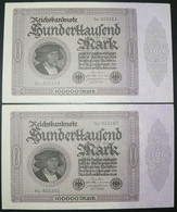 2x 100.000 Mark.1.2.1923 - FZ K Mit Laufender KN - Reichsbank (DEU-93d) - 100000 Mark