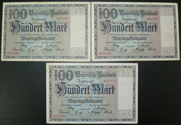 München: 3x 100 Mark 1.1.1922 - Serie C, D, E - Bayerische Notenbank (BAY-4) - 100000 Mark