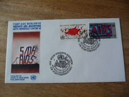 (7) UNITED NATIONS -ONU - NAZIONI UNITE - NATIONS UNIES * FDC 1990 * AIDS - SIDA - Cartas & Documentos
