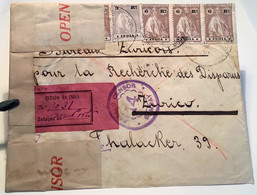 MORMUGAO PORTO 1916 Registered+PASSED CENSOR BOMBAY Cover>Zürich Schweiz (Portuguese India Ceres WW1 War 1914-1918 Goa - India Portoghese