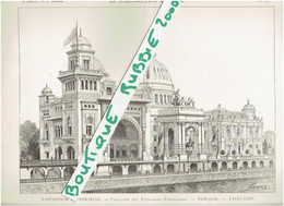 EXPOSITION UNIVERSELLE DE PARIS 1899 TURQUIE ETATS UNIS DESSIN PAVILLON DES PUISSANCES ETRANGERES - Parigi