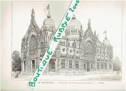 EXPOSITION UNIVERSELLE DE PARIS 1899 ITALIE DESSIN PAVILLON DES PUISSANCES ETRANGERES - Paris