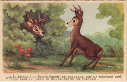 PC DISNEY, AU DÉTOUR D'UN FOURRÉ, BAMBI, Vintage Postcard (b43729) - Disneyland