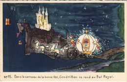 PC DISNEY, CINDERELLA IN HER CARRIAGE, Vintage Postcard (b43778) - Disneyland
