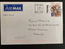 LETTRE Par Avion Pour La FRANCE TP ANIMAL S1,60 OBL.MEC.27 SEP 2012 ADELAIDE - Storia Postale