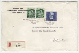 Liechtenstein Official Letter Cover Posted Registered 1943 To Bern B220901 - Dienstzegels