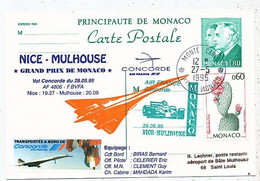 AVION AVIATION AIRLINE FDC AIR FRANCE  VOL CONCORDE GRAND PRIX DE MONACO NICE-MULHOUSE 1995 - Vliegtuigen