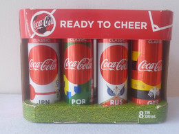 Limited Edition ! Set Of 8 Coca Cola 2018 Russia FIFA World Cup Tin Cans - Cans