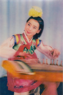 North Korea - Korean Woman Kayagum Music Instrument 3 D Dimensional Postcard - Korea (Nord)