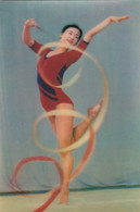 North Korea - Gymnastics Callisthenics W Ribbon 3 D Dimensional Postcard - Korea (Nord)