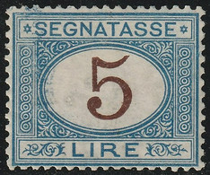 1870-74 5 L. Azzurro E Bruno Sass 13 MNH** Centratissimo Cert.Colla Spl Cv 4500 - Taxe