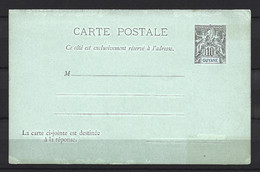 ⭐ Guyane - Entier Postal - Avec Réponse Payée ⭐ - Cartas & Documentos