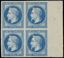 FRANCE Poste ESS - 30, Essai En Bleu, Impression Recto Et Verso, Bloc De 4 Bdf: 30c. Empire Lauré - 1863-1870 Napoléon III Lauré