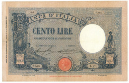 100 LIRE BARBETTI GRANDE B AZZURRO TESTINA FASCIO 12/02/1927 BB/BB+ - Regno D'Italia - Altri