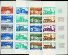 Afars Et Issas Essais De Couleur N°343 /346 Edifices Publics 4 Valeurs En Bandes De 5 Qualité:** - Other & Unclassified