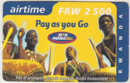 RWANDA - Pay As You Go Musicians ,MTN Mobile Refill Card , Exp.date 1/11/2002, 2,500 RF, Used - Rwanda