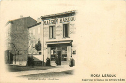 Lézignan * Place Et Le Magasin Commerce Grand Bazar , Maison BARDOU * Pub Publicité Moka Leroux - Autres & Non Classés