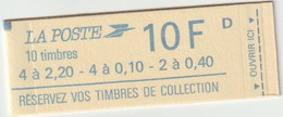 5511 Carnet Marianne Liberté De Gandon  - NON OUVERT - Tarif Du 1/08/1986 - 10 Timbres 4X2,20+4x0,10+1x0,40 - Modern : 1959-...