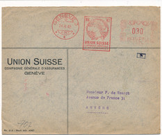 COVER 1942  UNION SUISSE  FRANKEERMACHIEN GEÖFFNET  NAZI EMBLEEM           2 SCANS - Frankiermaschinen (FraMA)