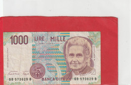 BANCA D'ITALIA  - 1.000 LIRE  . MONTESSORI    .  1990 .  N°  GB 573629 B   . 2 SCANES - 1000 Lire