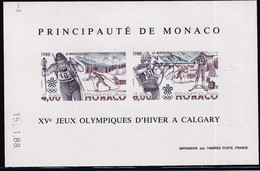 Monaco Blocs Et Feuillets Non Dentelés Et Essais De Couleur N°40 Jeux Olympiques D'hiver à Calgary Bloc Essai De Couleur - Hiver 1988: Calgary